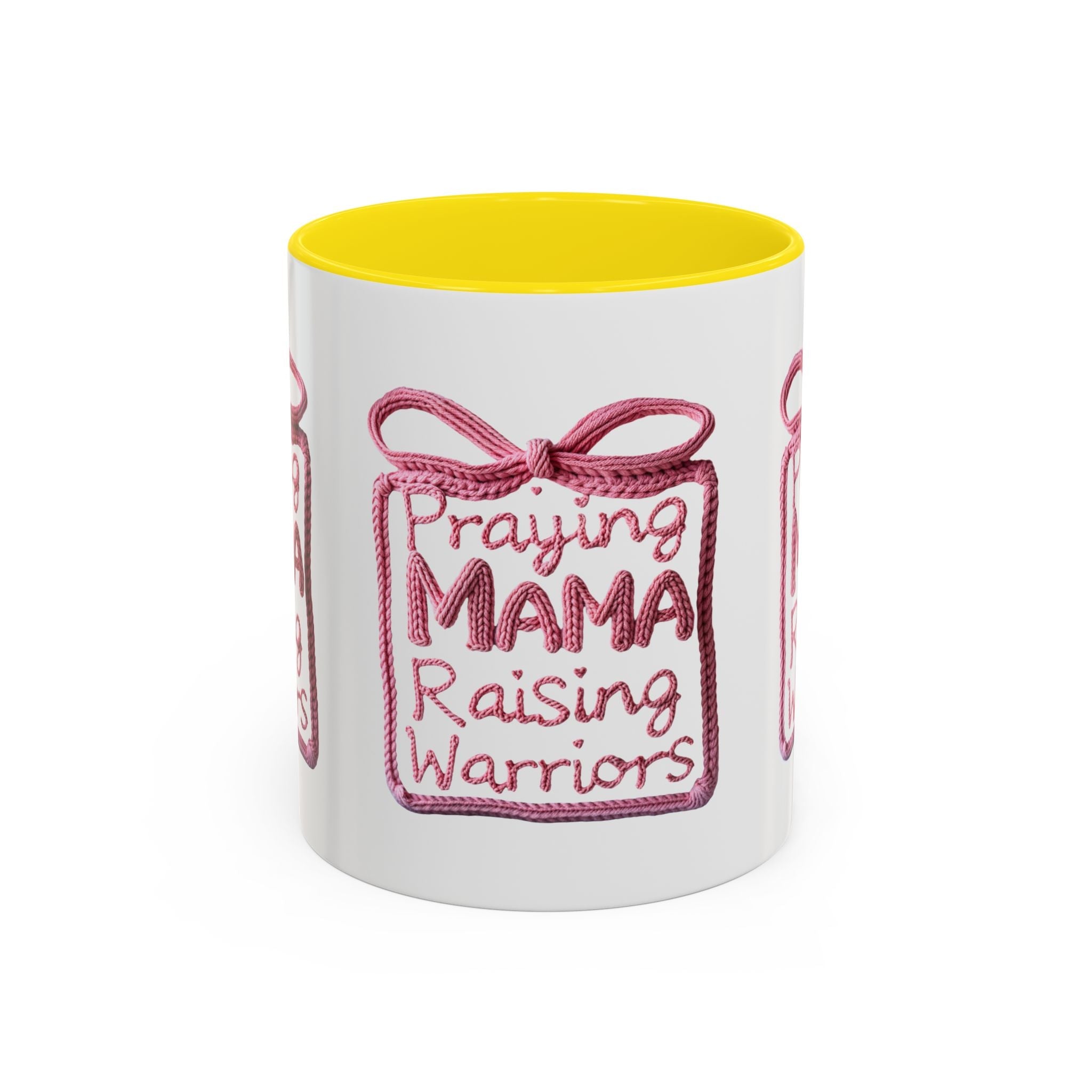 Praying Mama Raising Warriors Coffee Mug (Accent, 11/15oz) by Printify