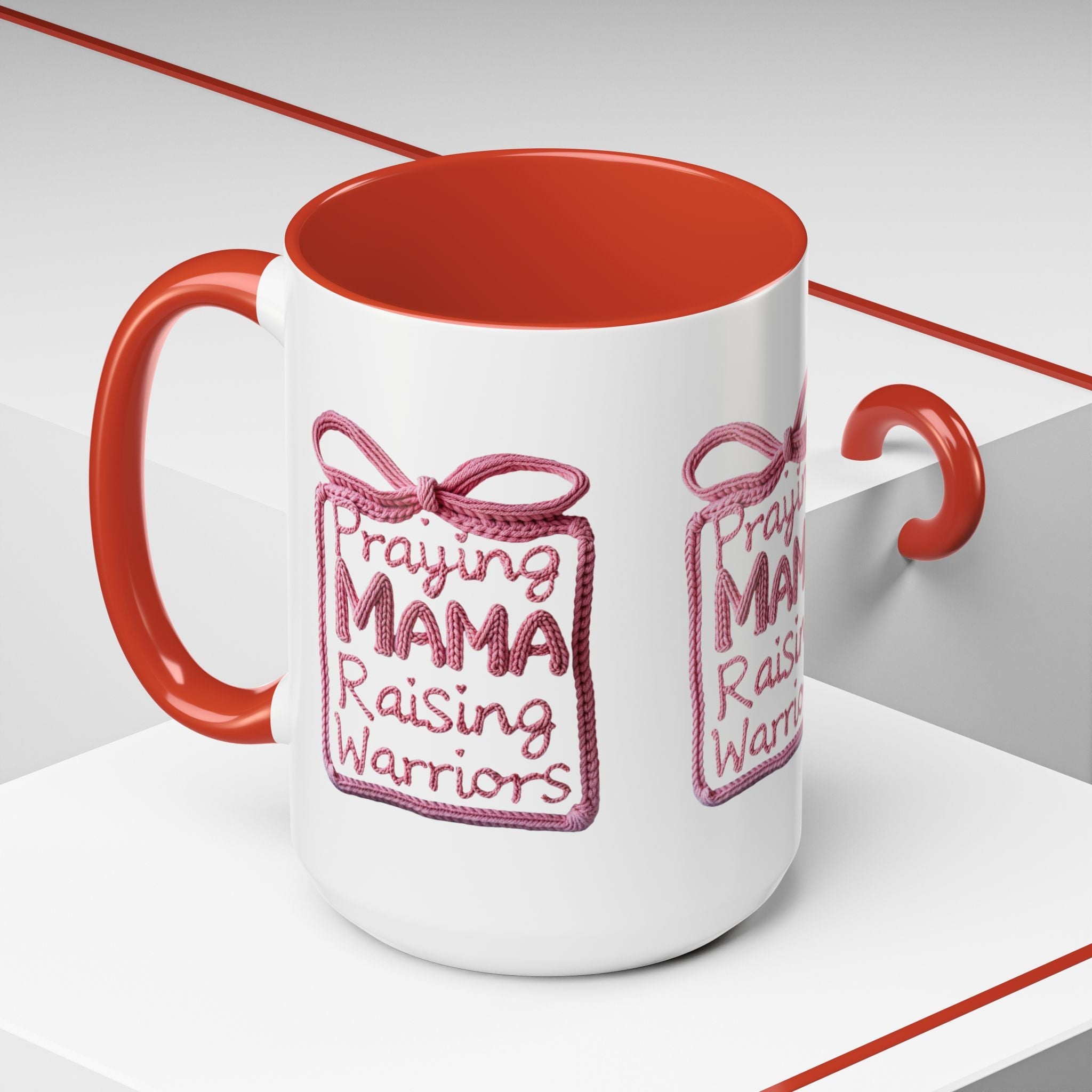 Praying Mama Raising Warriors Coffee Mug (Accent, 11/15oz) - Grace & Grit Boutique