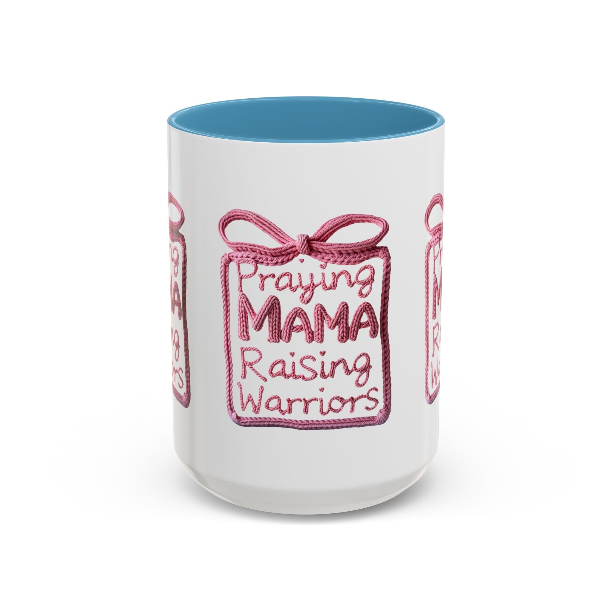 Praying Mama Raising Warriors Coffee Mug (Accent, 11/15oz) by Printify