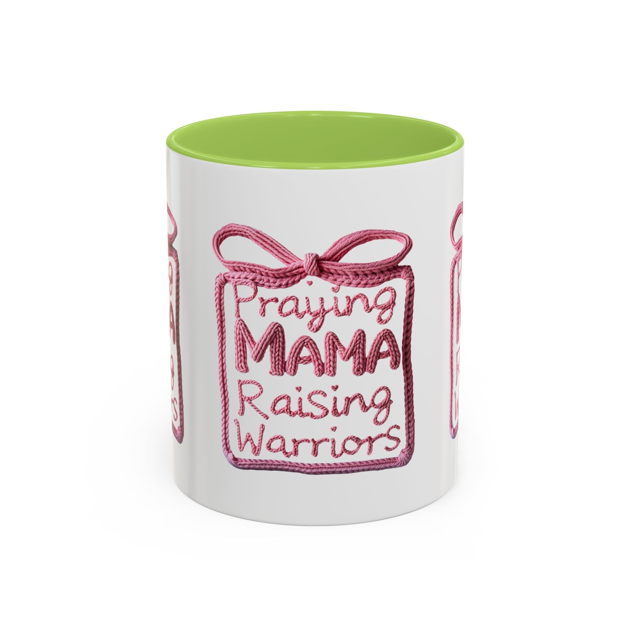 Praying Mama Raising Warriors Coffee Mug (Accent, 11/15oz) by Printify