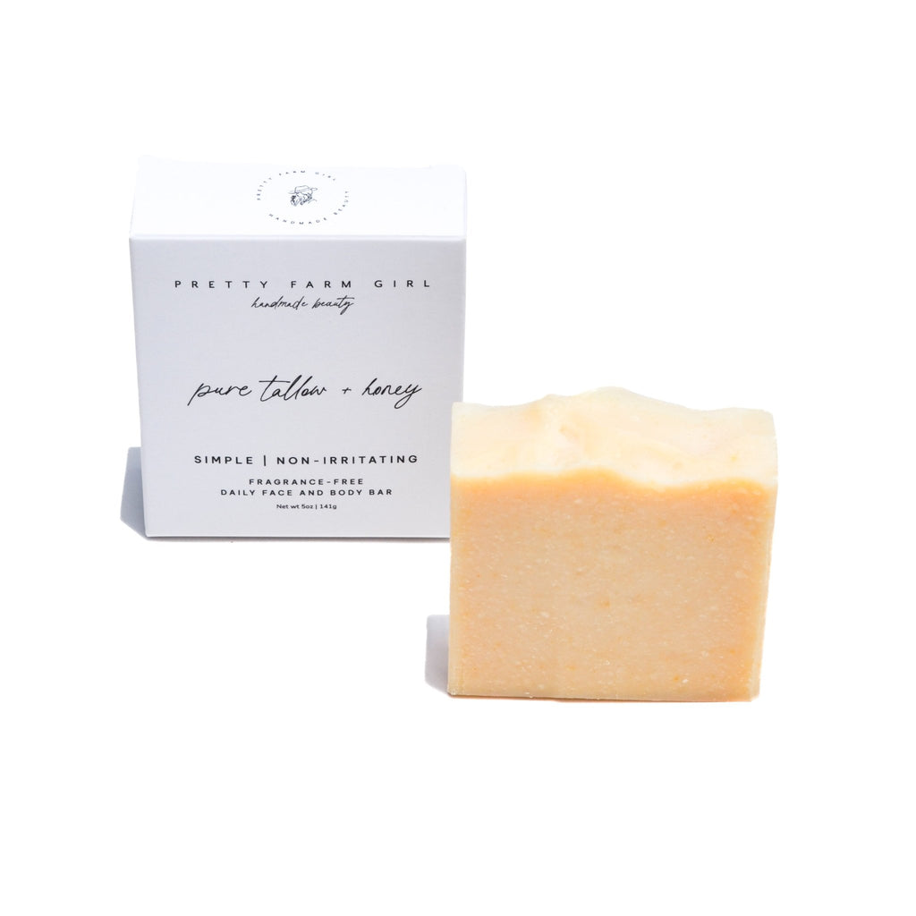 Pure Tallow + Honey Fragrance Free Handmade Tallow and Goat Milk Soap Bar - Grace & Grit Boutique
