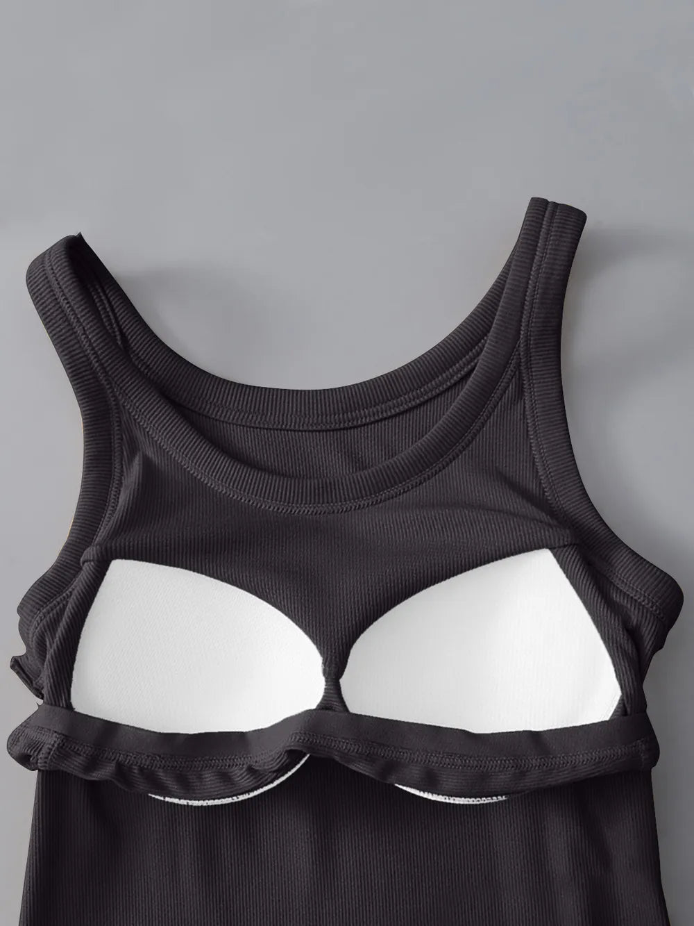 Round Neck Tank with Bra - Grace & Grit Boutique