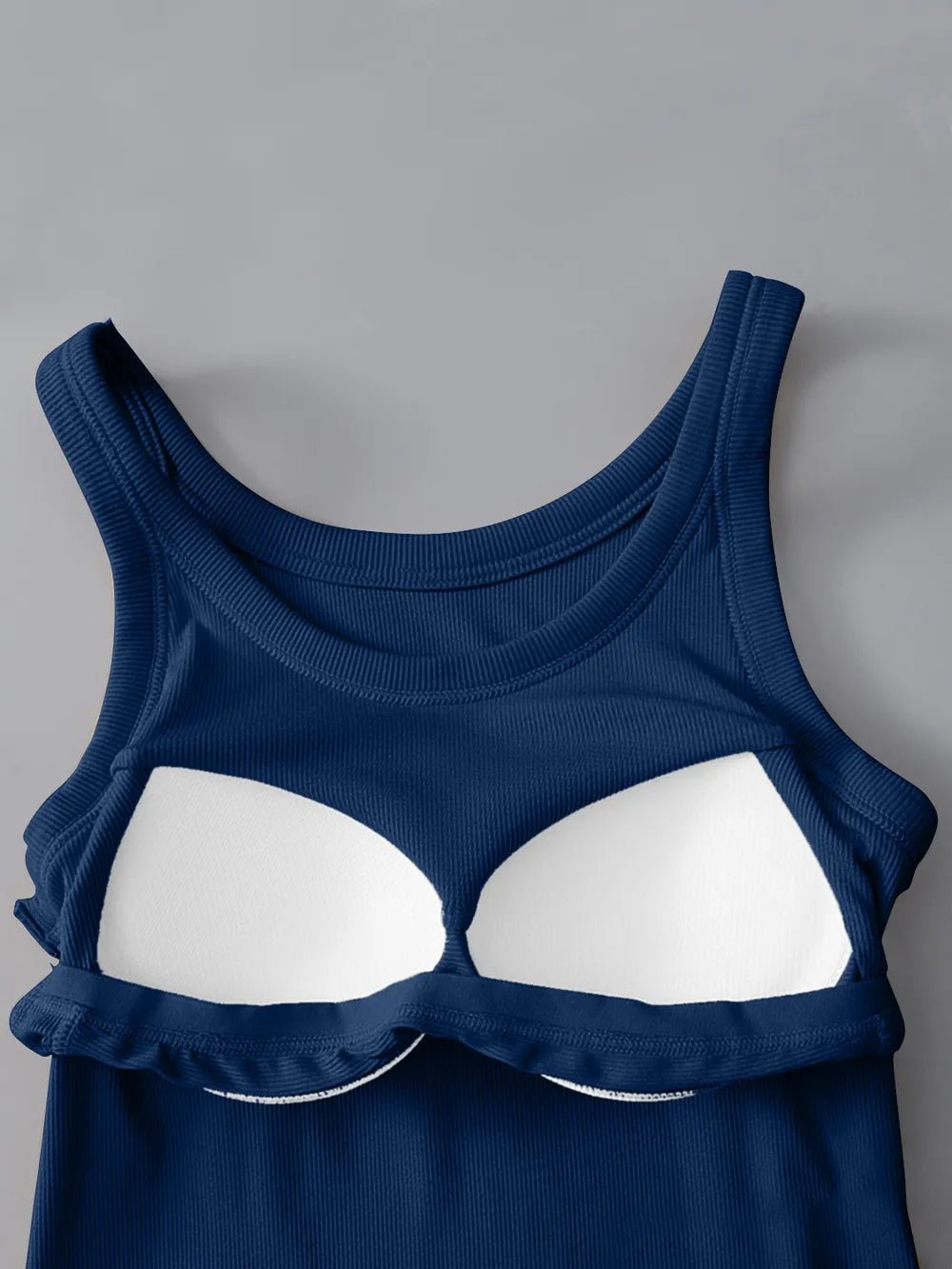 Round Neck Tank with Bra - Grace & Grit Boutique