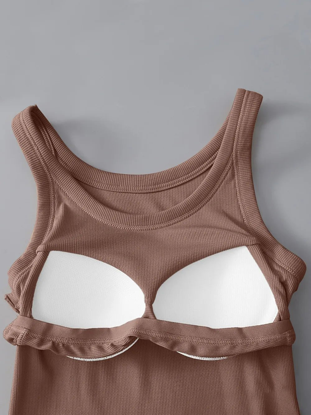 Round Neck Tank with Bra - Grace & Grit Boutique