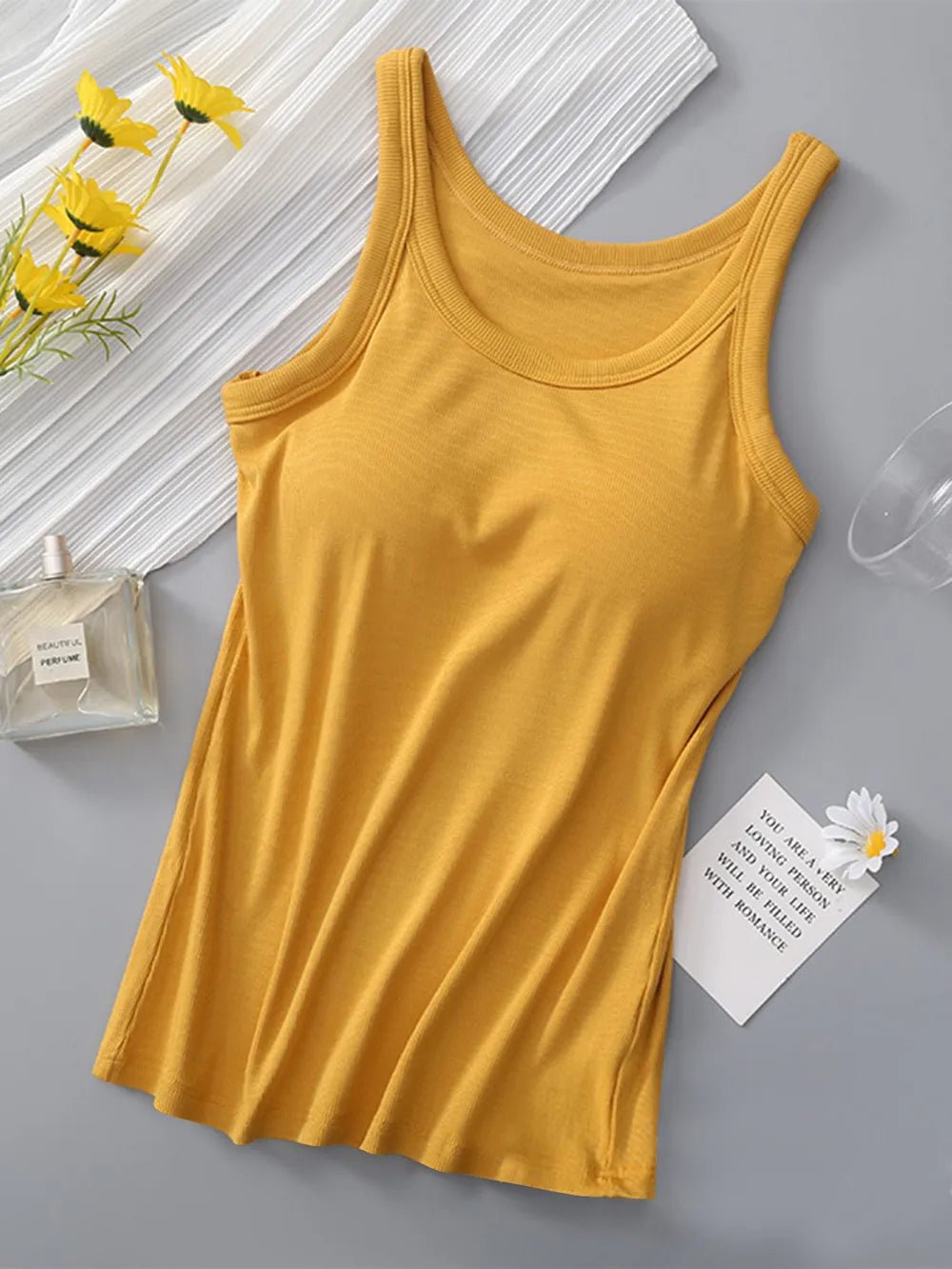 Round Neck Tank with Bra by Trendsi