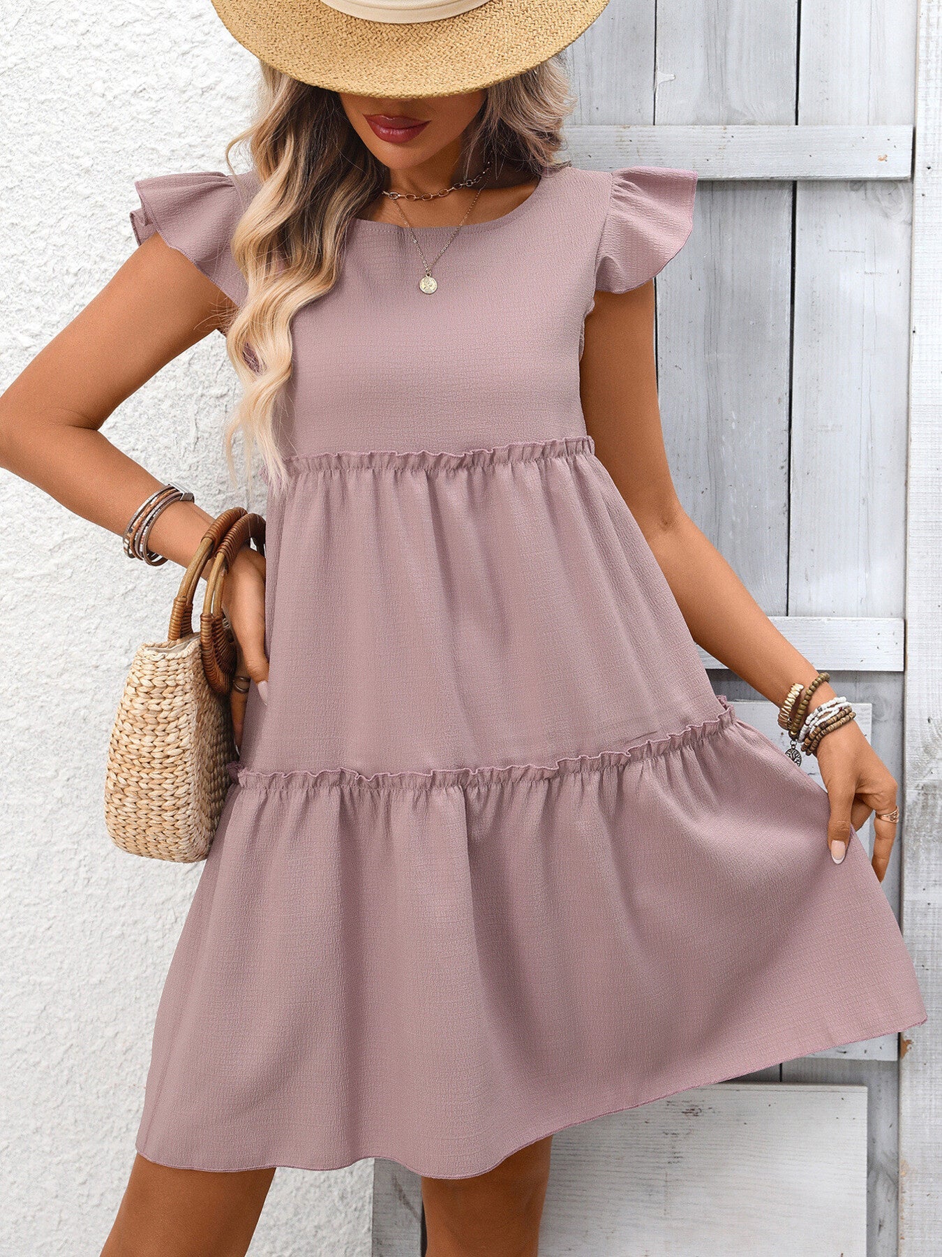 Ruffle Sleeve Tiered Mini Dress - Grace & Grit Boutique