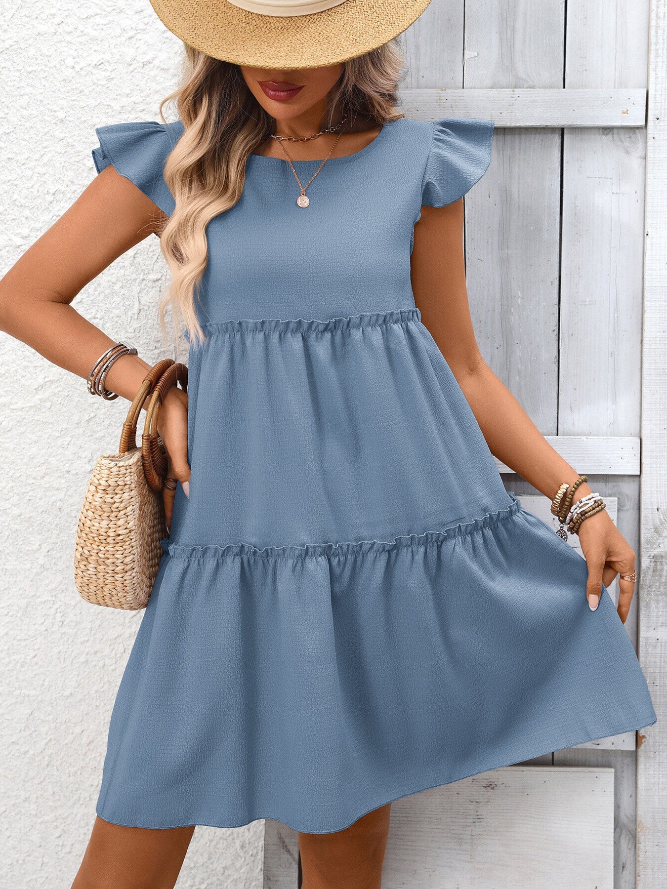 Ruffle Sleeve Tiered Mini Dress - Grace & Grit Boutique