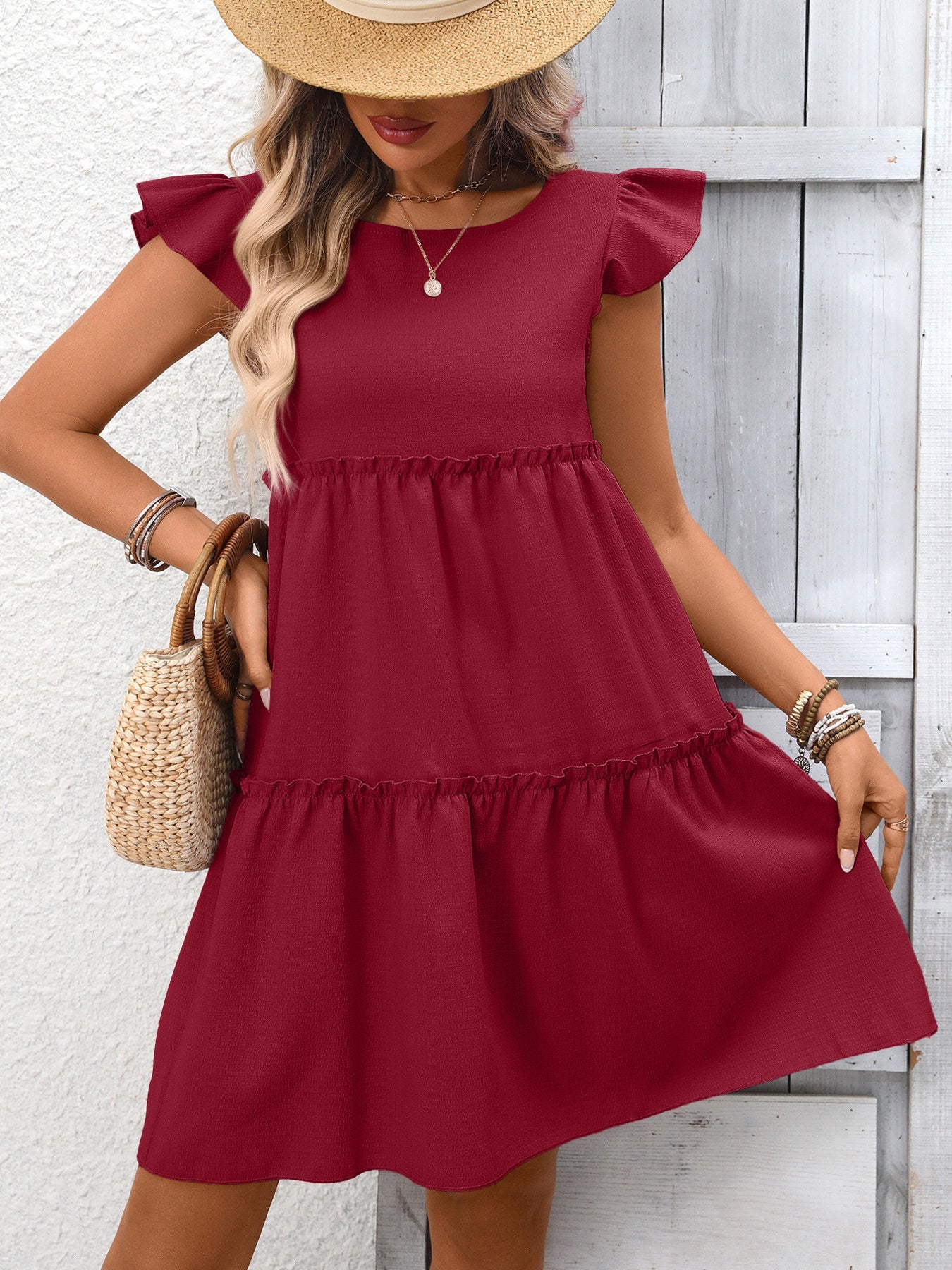 Ruffle Sleeve Tiered Mini Dress - Grace & Grit Boutique