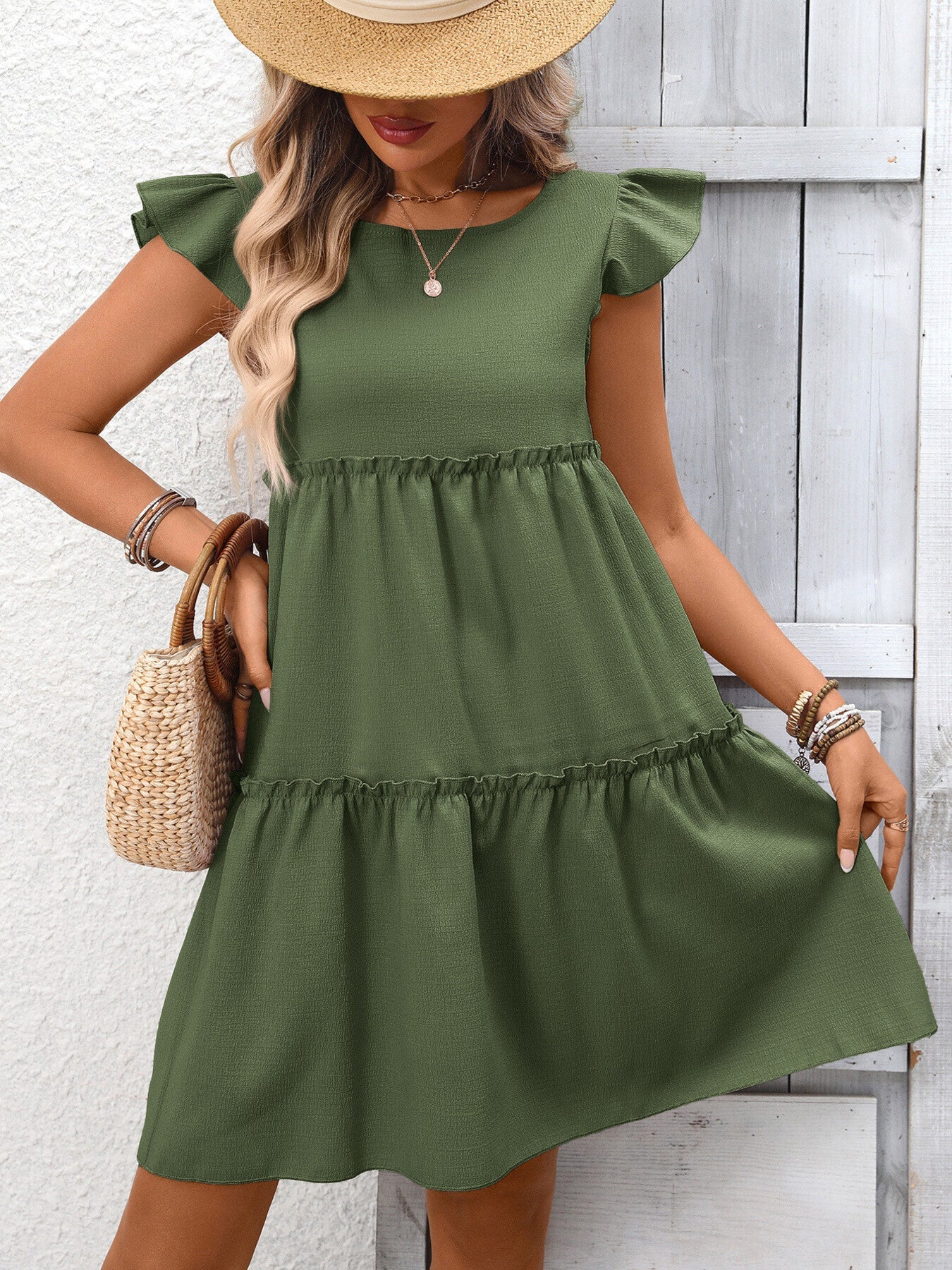 Ruffle Sleeve Tiered Mini Dress - Grace & Grit Boutique