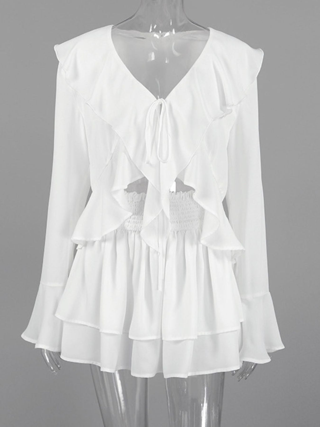 Ruffle Trim Top and Skirt Two - Piece Set - Grace & Grit Boutique