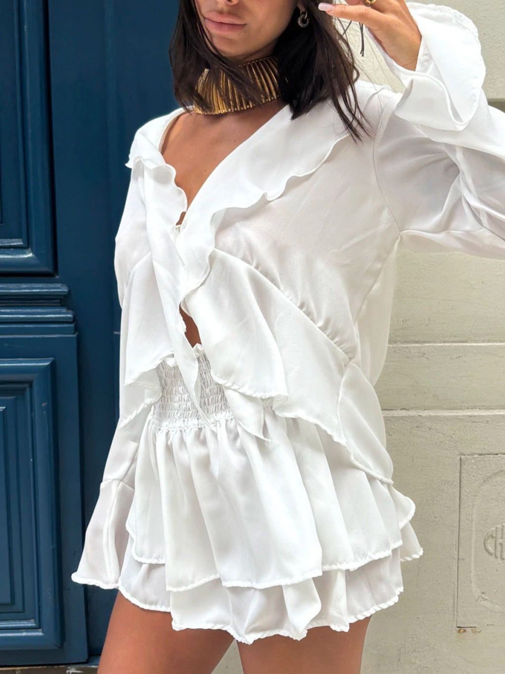 Ruffle Trim Top and Skirt Two - Piece Set - Grace & Grit Boutique