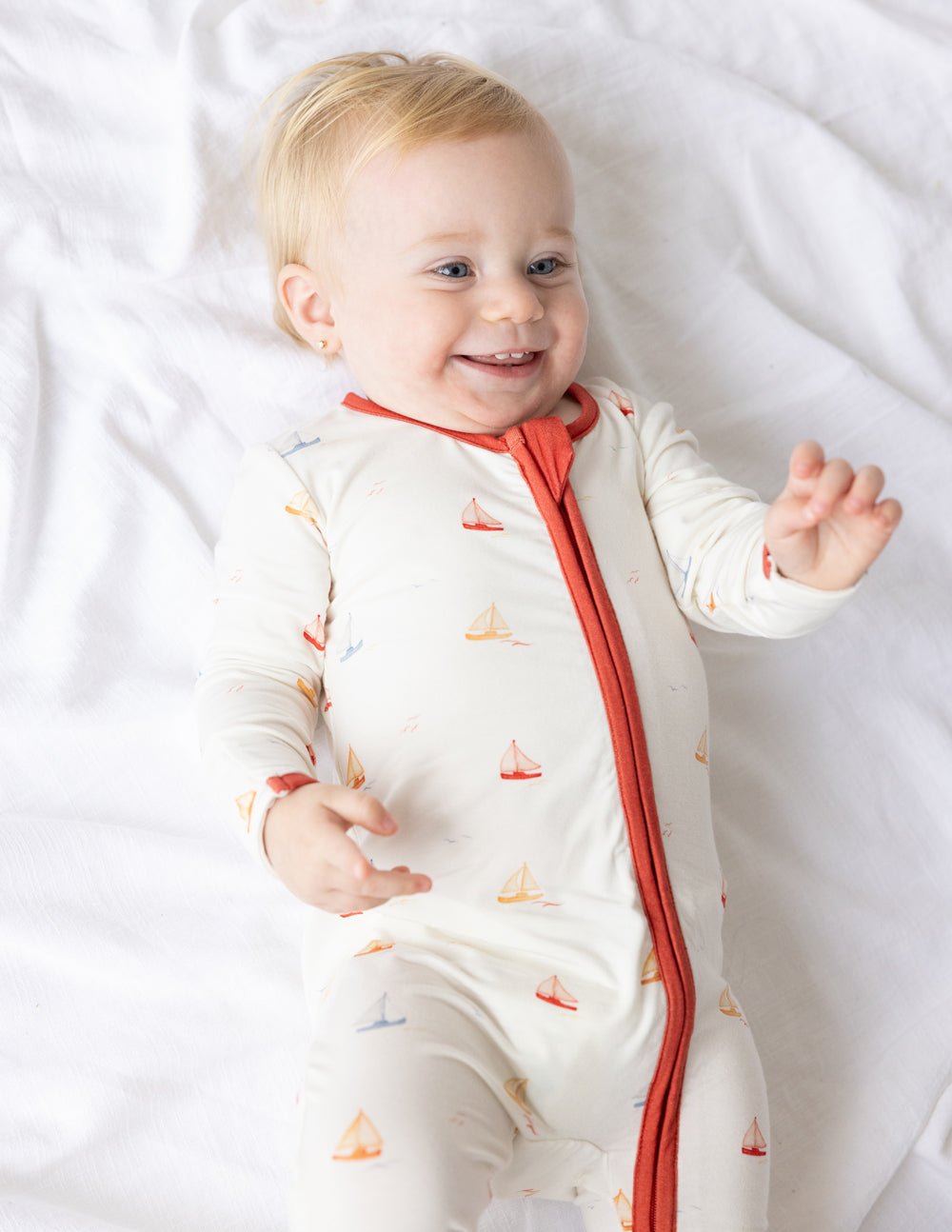 Sailboat Bamboo Convertible Footed Onesie - Grace & Grit Boutique