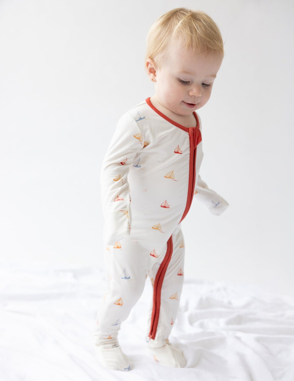 Sailboat Bamboo Convertible Footed Onesie - Grace & Grit Boutique