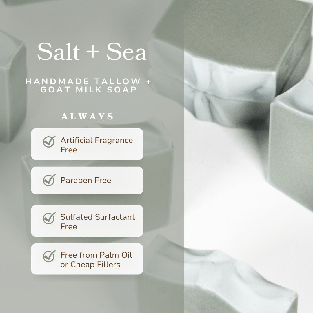 Salt + Sea Bar Handmade Tallow and Goat Milk Soap Bar - Grace & Grit Boutique