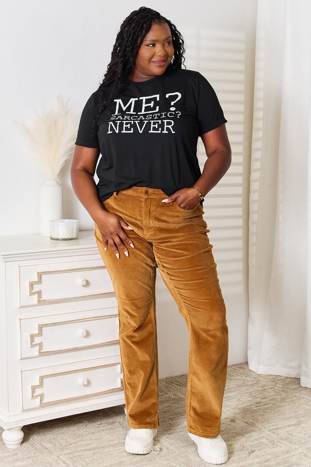 Simply Love Letter Graphic Round Neck T-Shirt - Grace & Grit Boutique