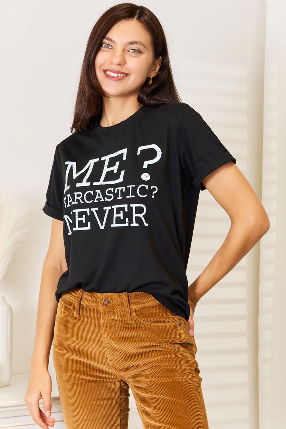 Simply Love Letter Graphic Round Neck T-Shirt - Grace & Grit Boutique
