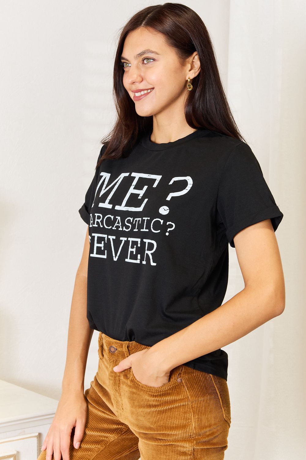 Simply Love Letter Graphic Round Neck T-Shirt - Grace & Grit Boutique