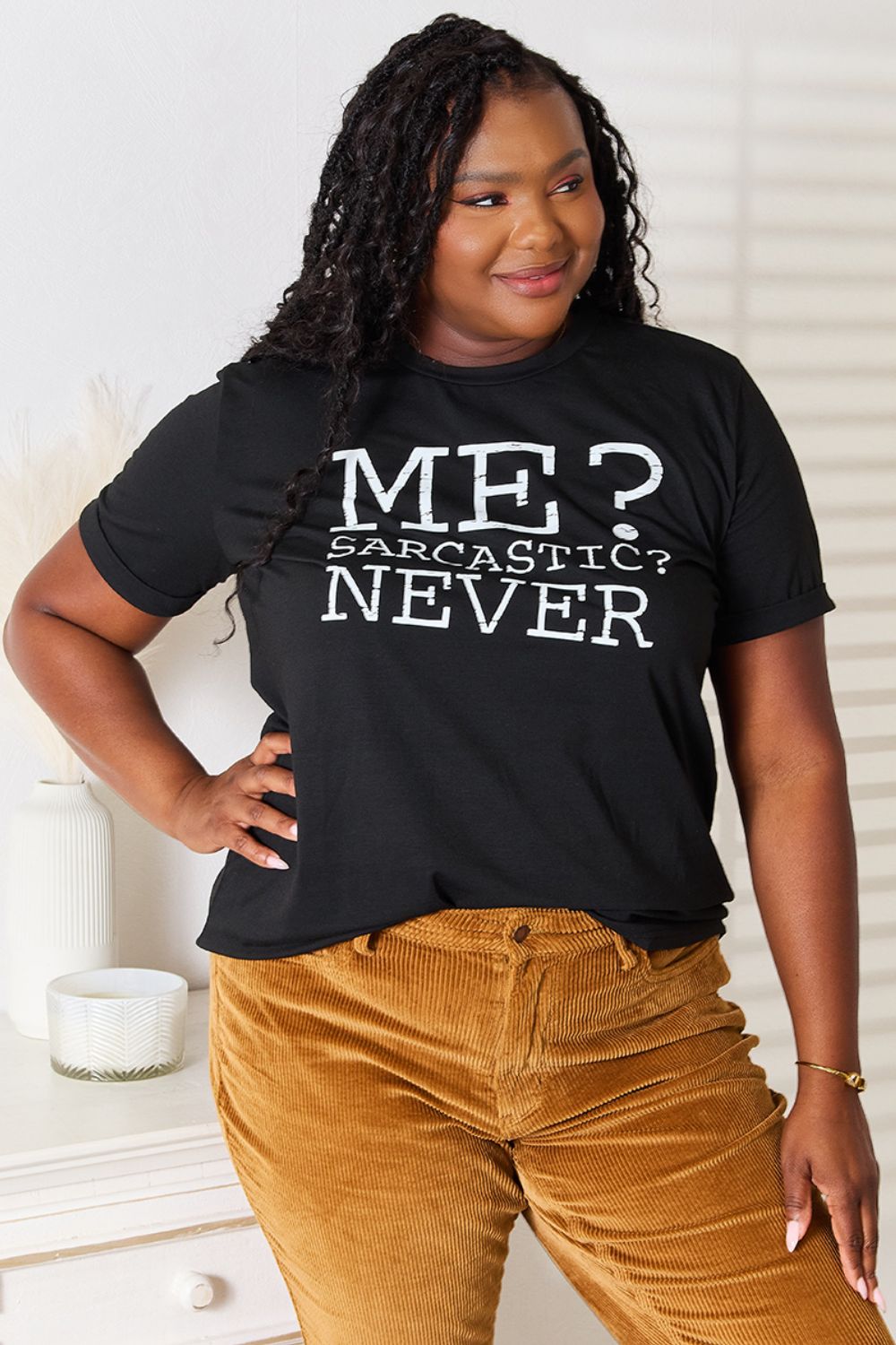 Simply Love Letter Graphic Round Neck T-Shirt - Grace & Grit Boutique