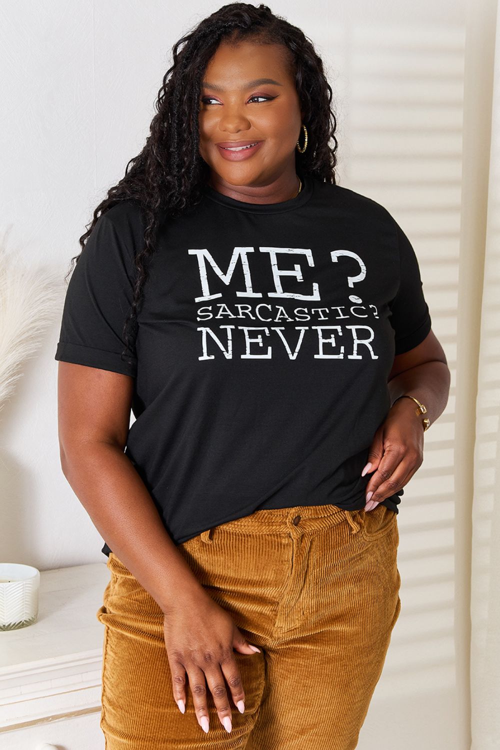 Simply Love Letter Graphic Round Neck T-Shirt - Grace & Grit Boutique