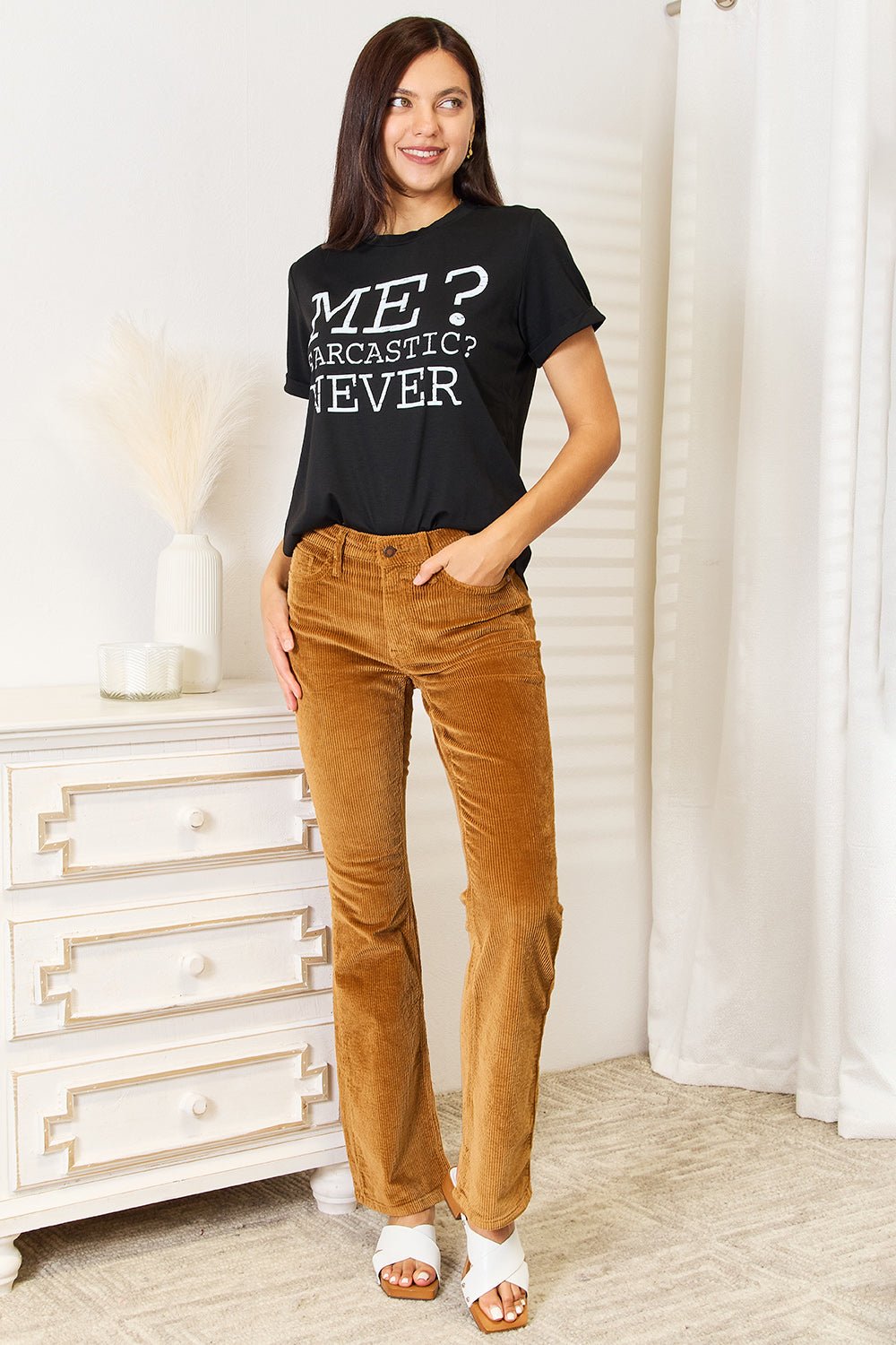Simply Love Letter Graphic Round Neck T-Shirt - Grace & Grit Boutique