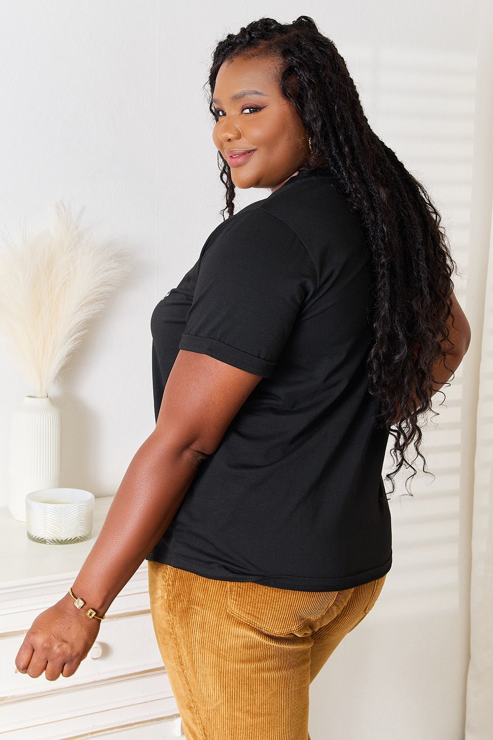 Simply Love Letter Graphic Round Neck T-Shirt - Grace & Grit Boutique