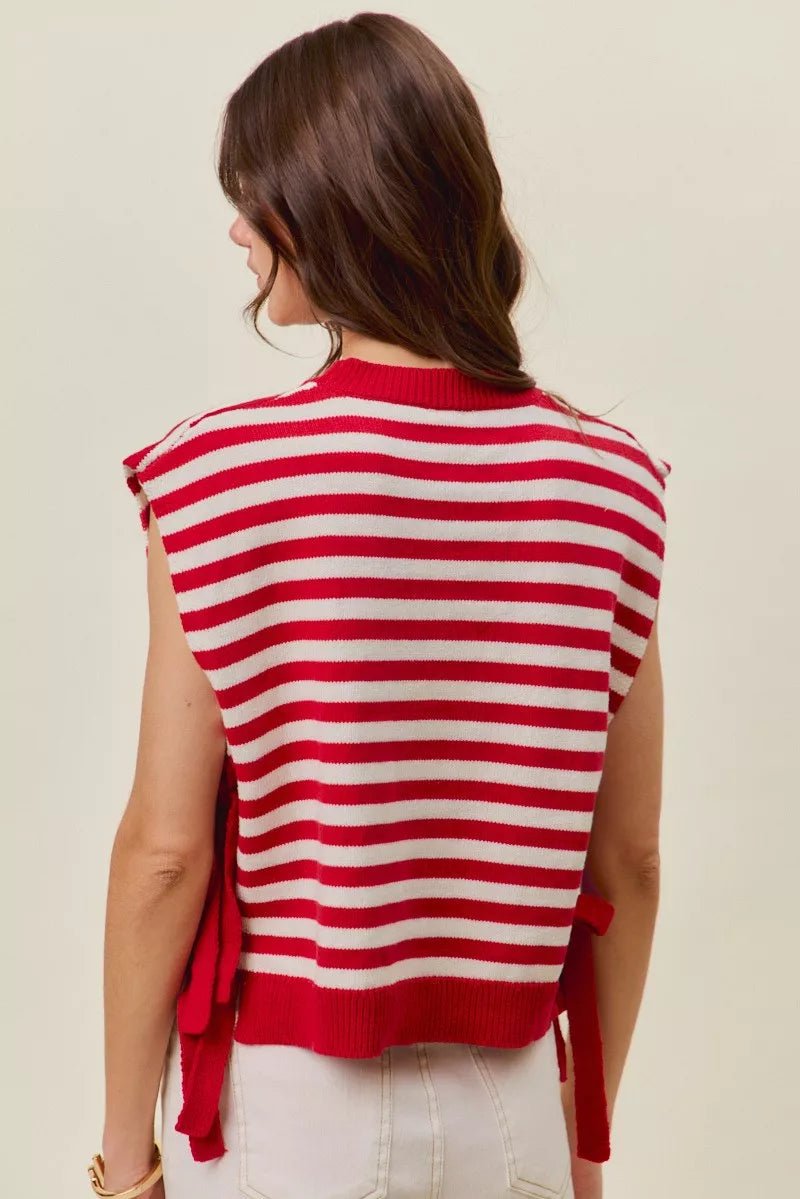 SO ME Stripe Star Patch 4th Of July Side Tie Vest Top - Grace & Grit Boutique