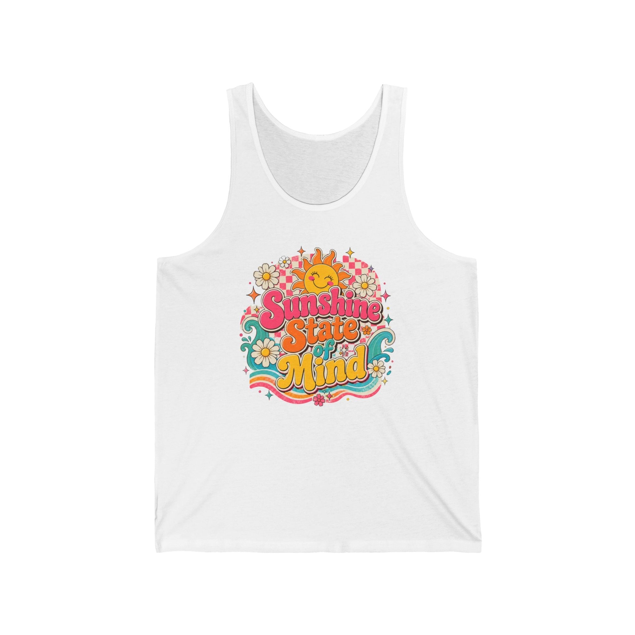 Sunshine State of Mind Tank Top — Retro Floral Summer Vibes by Printify