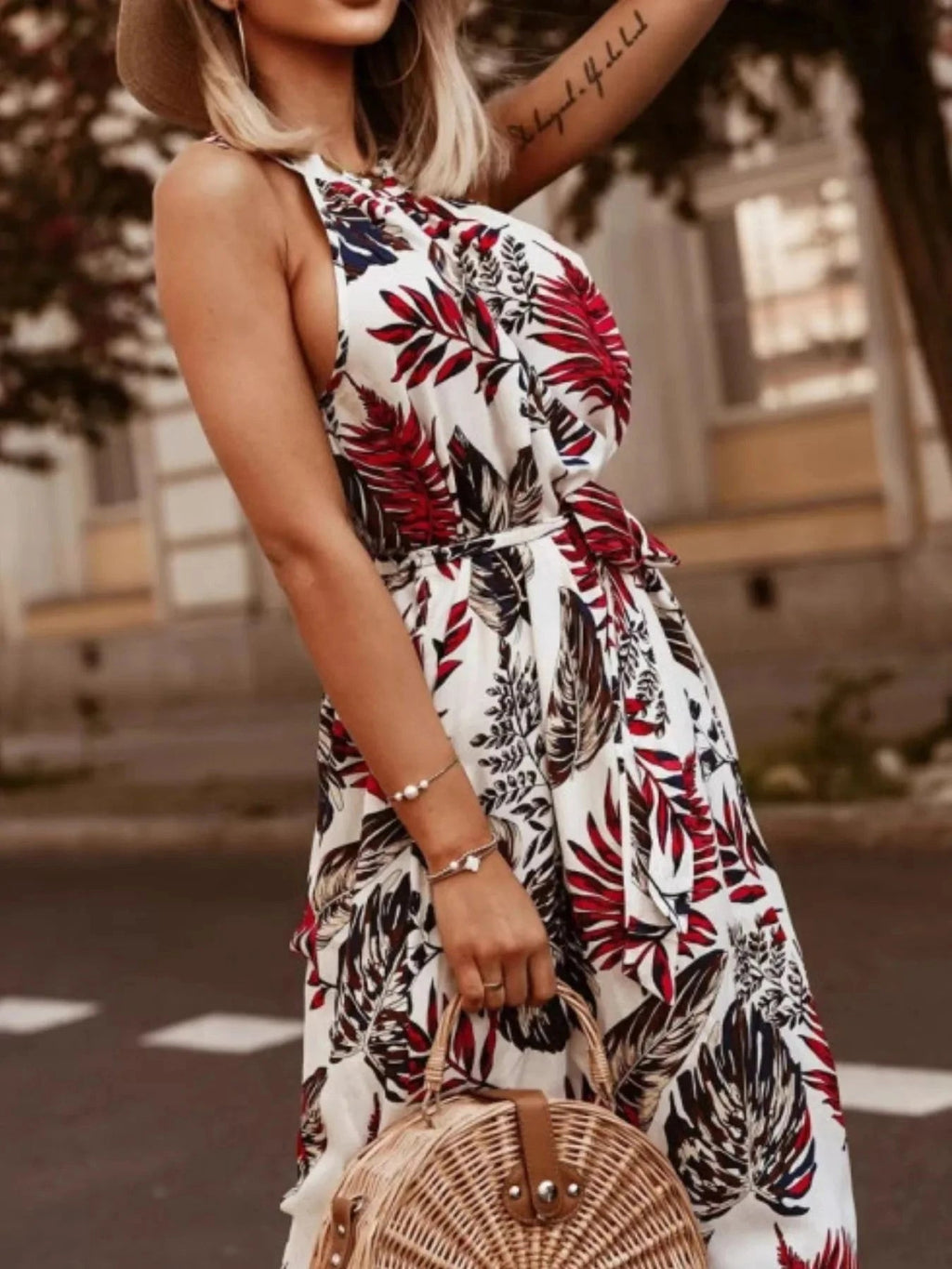 Tropical Floral Halter Neck Summer Dress - Grace & Grit Boutique