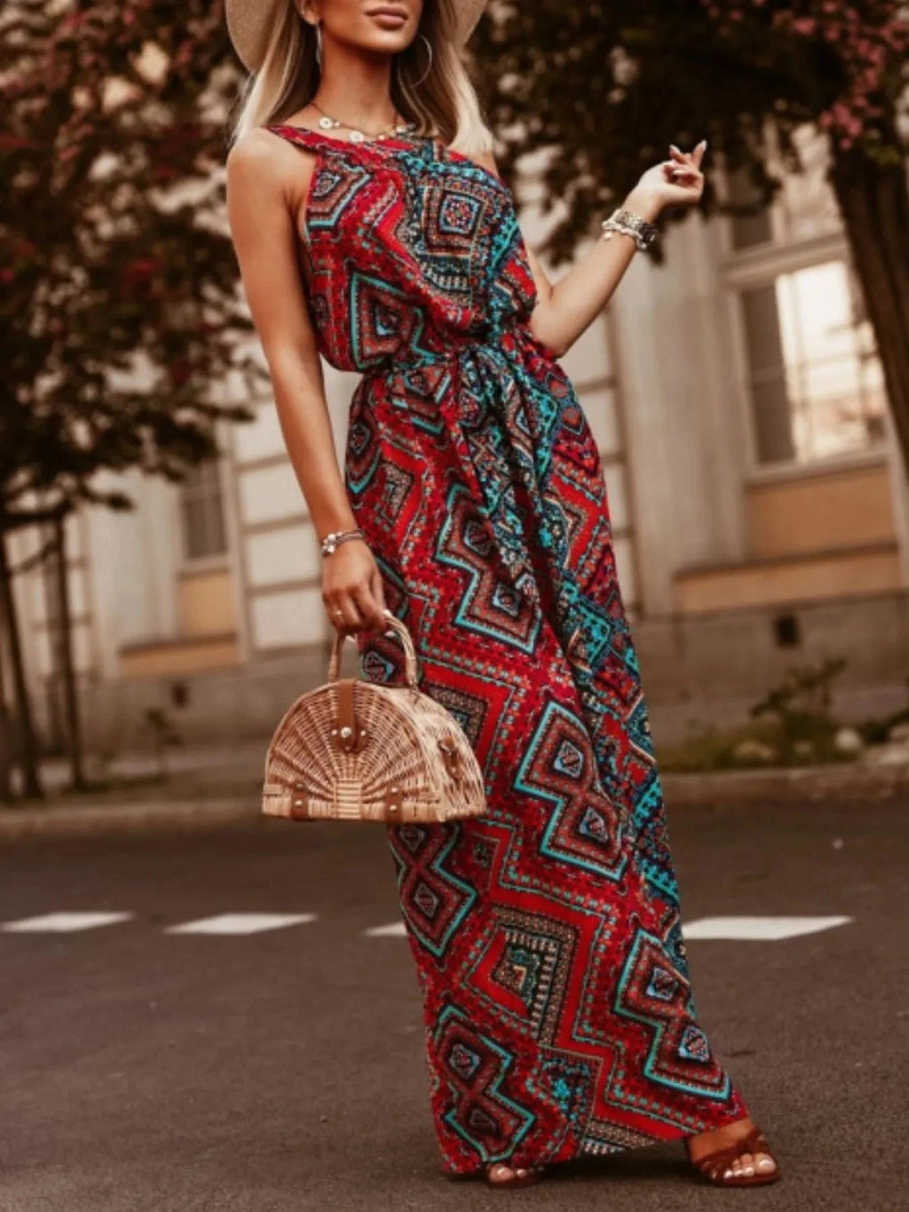 Tropical Floral Halter Neck Summer Dress - Grace & Grit Boutique