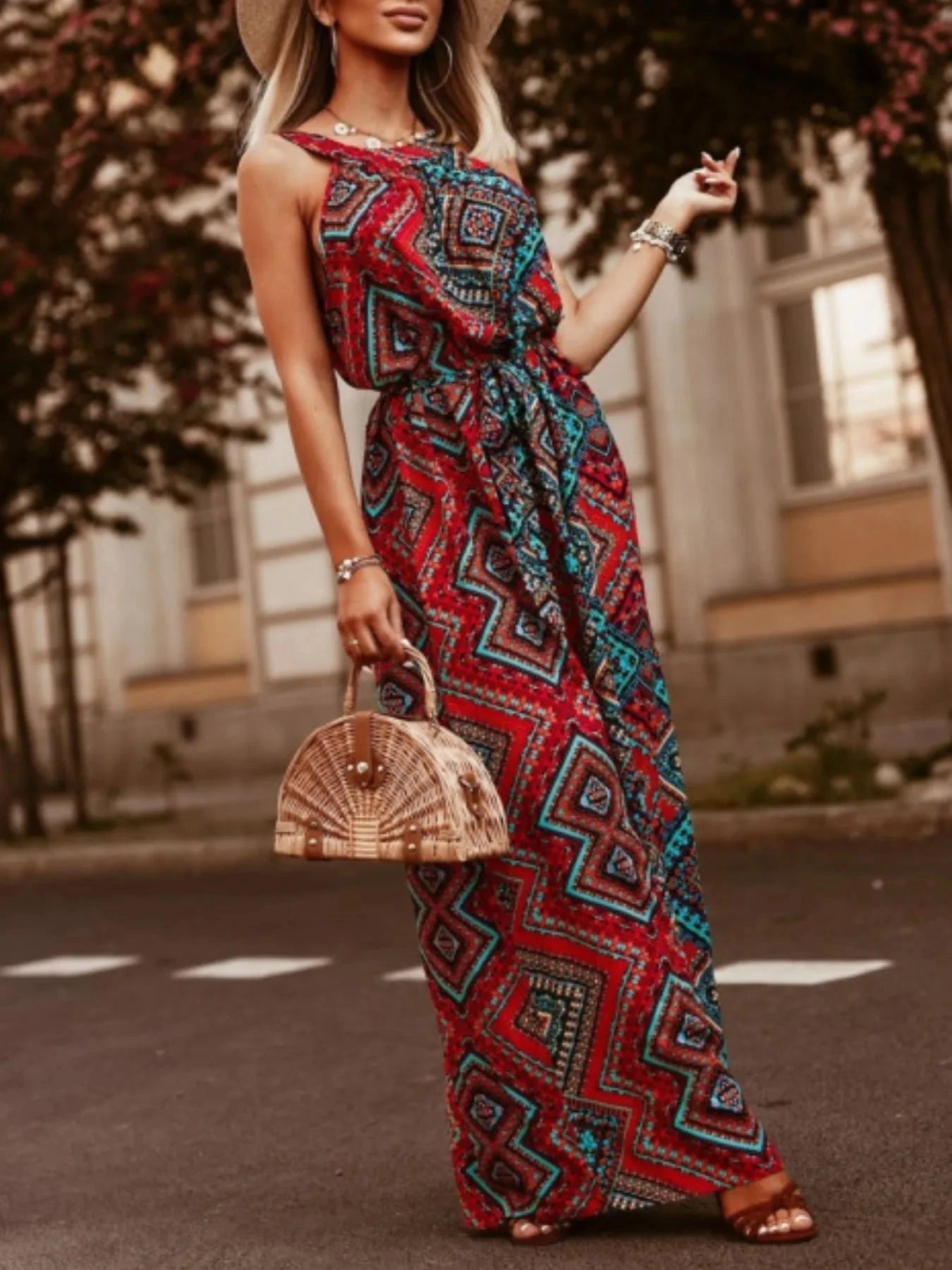 Tropical Floral Halter Neck Summer Dress - Grace & Grit Boutique