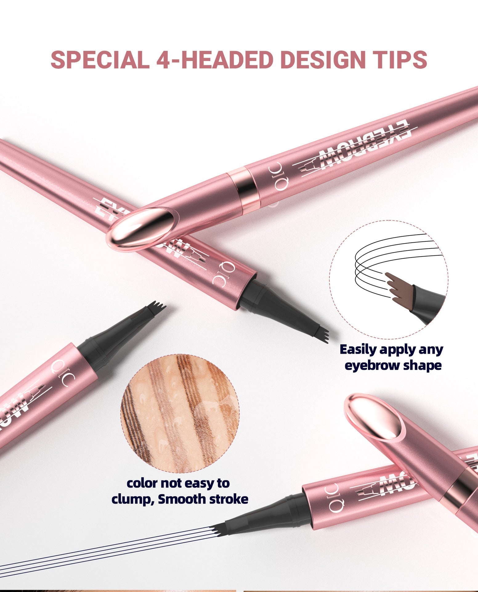 Waterproof And Smooth Not Smudge Four - fork Liquid Eyebrow Pencil - Grace & Grit Boutique