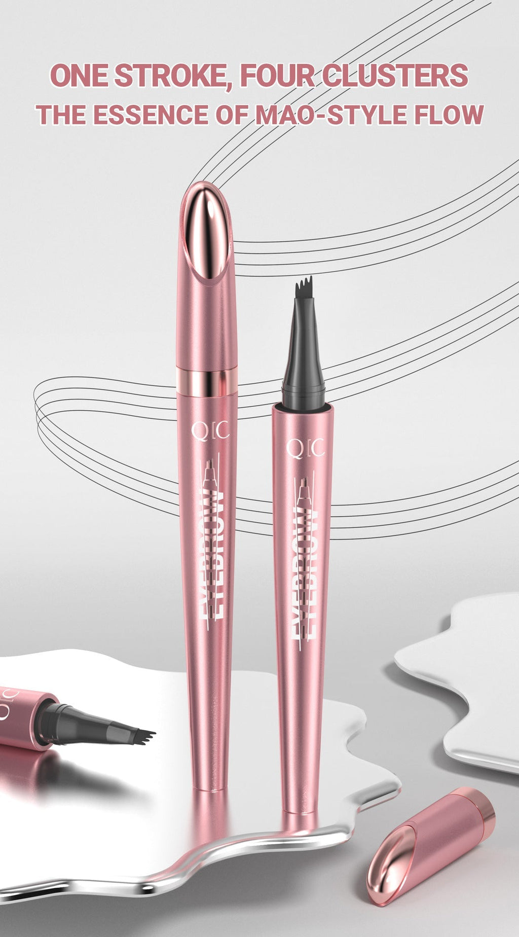 Waterproof And Smooth Not Smudge Four - fork Liquid Eyebrow Pencil - Grace & Grit Boutique