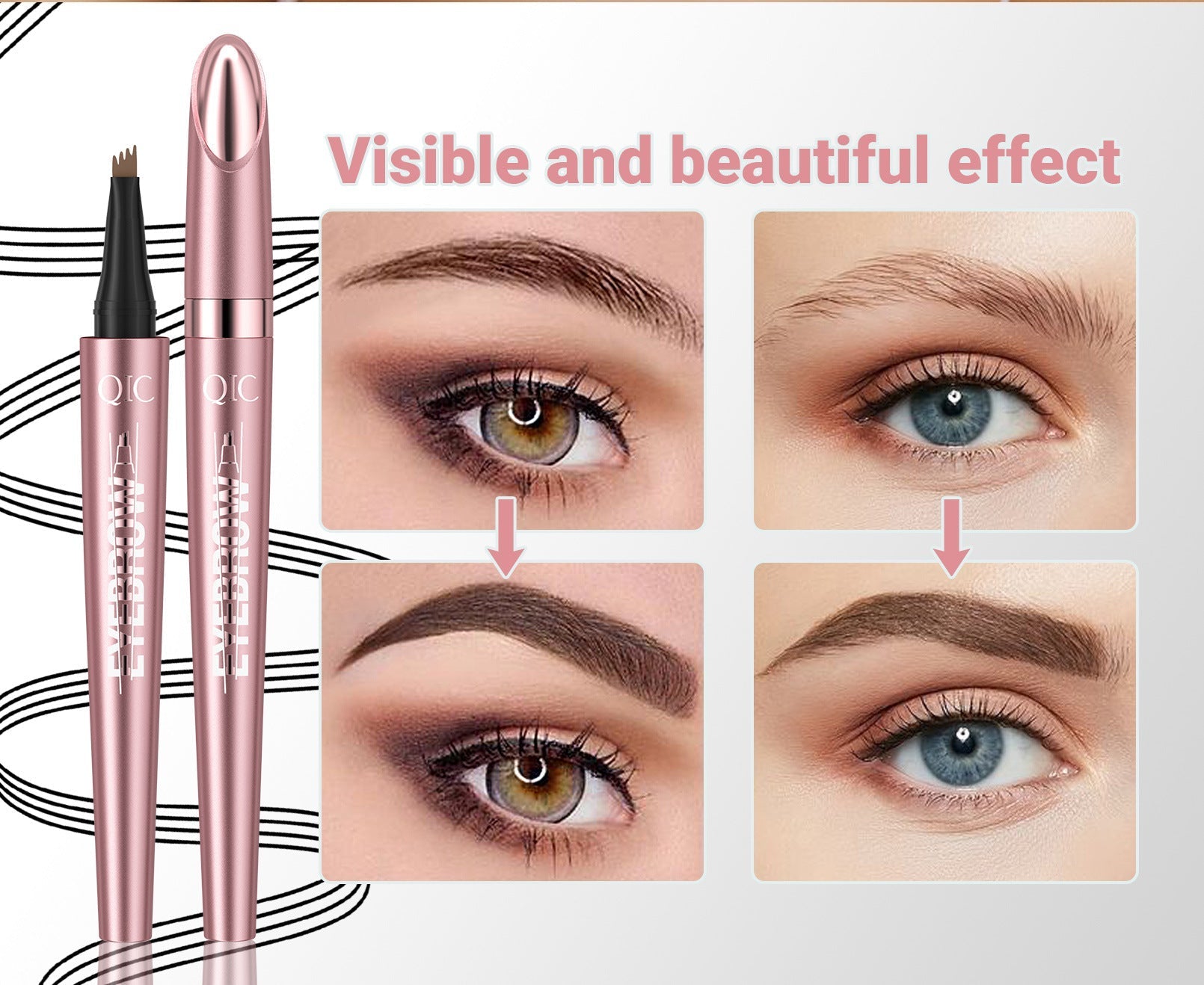Waterproof And Smooth Not Smudge Four - fork Liquid Eyebrow Pencil - Grace & Grit Boutique