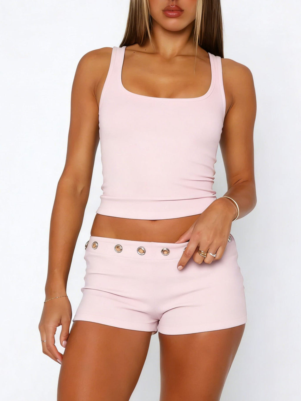 Wide Strap Tank and Shorts Set - Grace & Grit Boutique