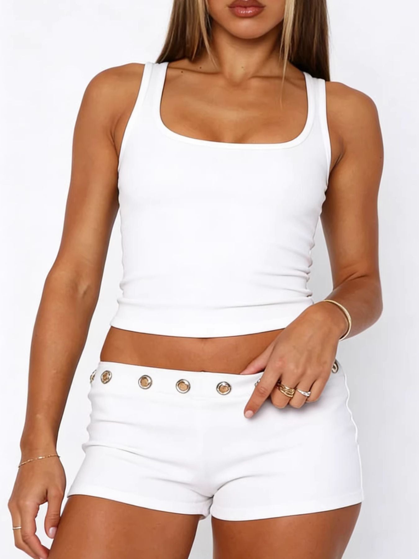 Wide Strap Tank and Shorts Set - Grace & Grit Boutique
