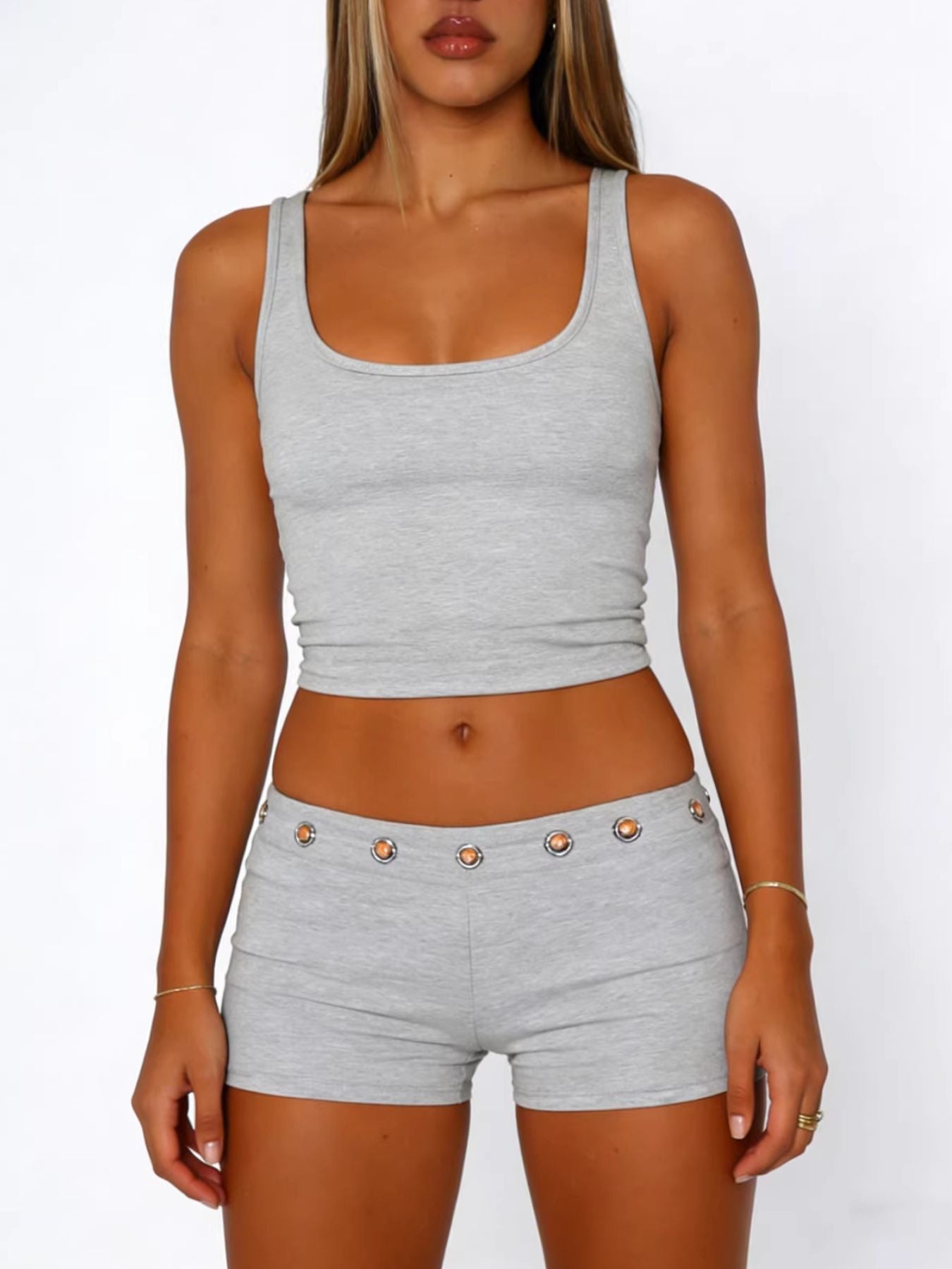 Wide Strap Tank and Shorts Set - Grace & Grit Boutique