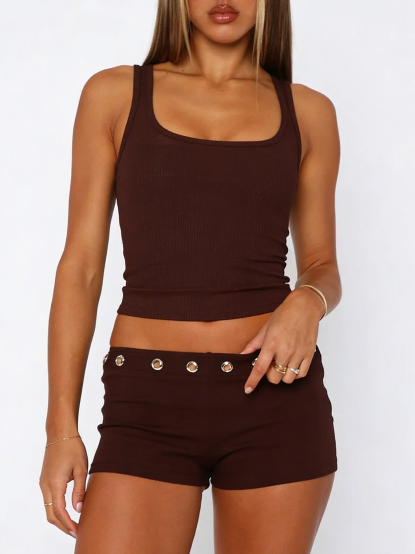 Wide Strap Tank and Shorts Set - Grace & Grit Boutique
