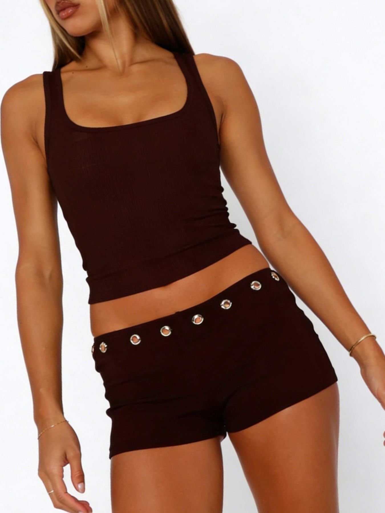 Wide Strap Tank and Shorts Set - Grace & Grit Boutique