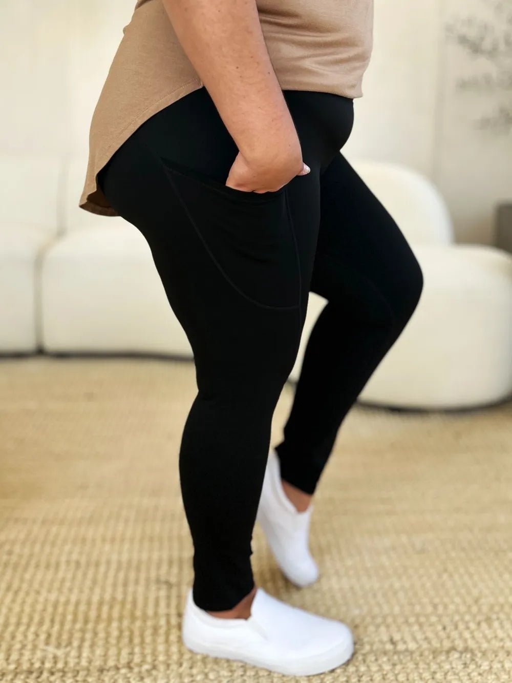 Wide Waistband Sports Leggings - Grace & Grit Boutique
