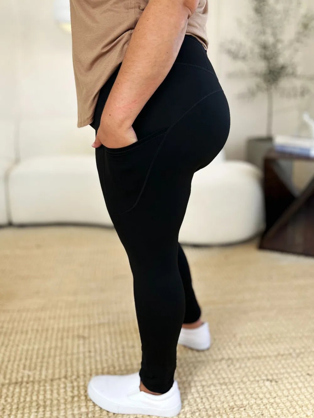 Wide Waistband Sports Leggings - Grace & Grit Boutique