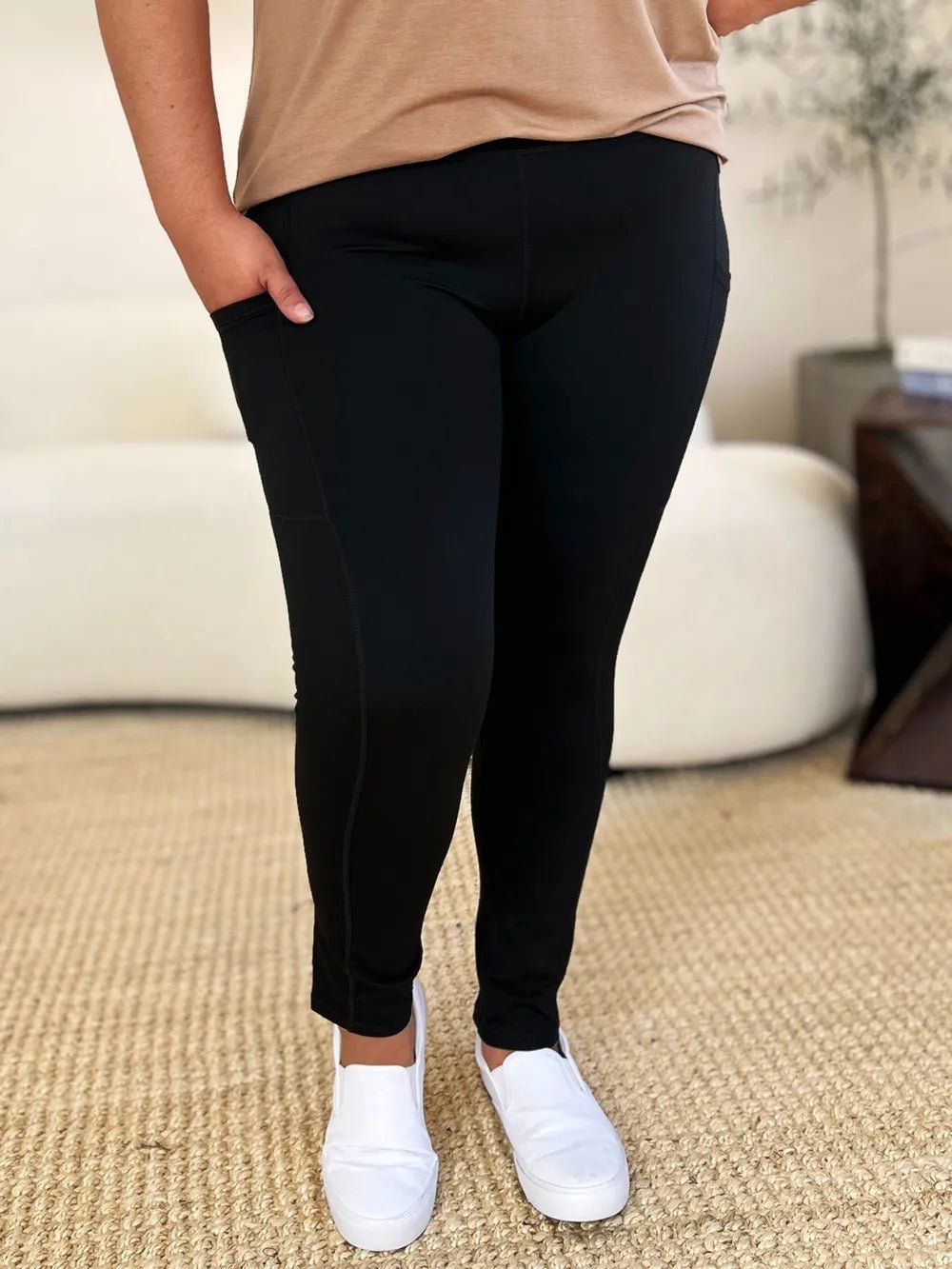 Wide Waistband Sports Leggings - Grace & Grit Boutique
