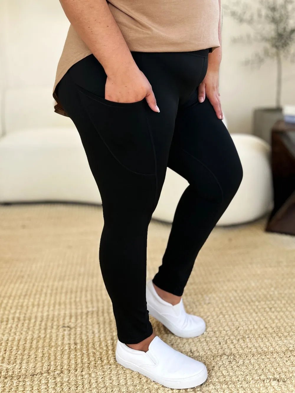 Wide Waistband Sports Leggings - Grace & Grit Boutique