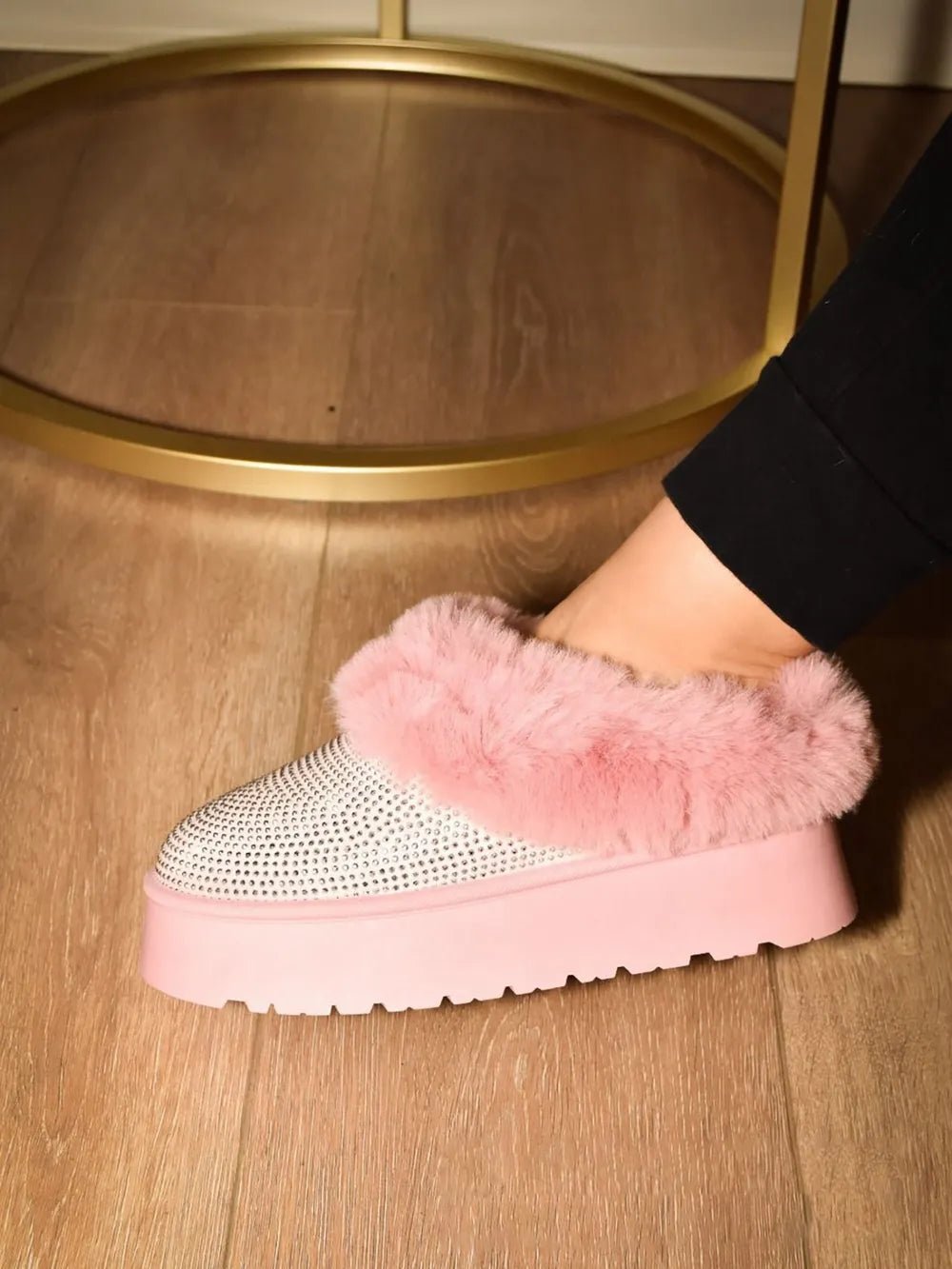 WILD DIVA Embellished Faux Fur Platform Booties - Grace & Grit Boutique