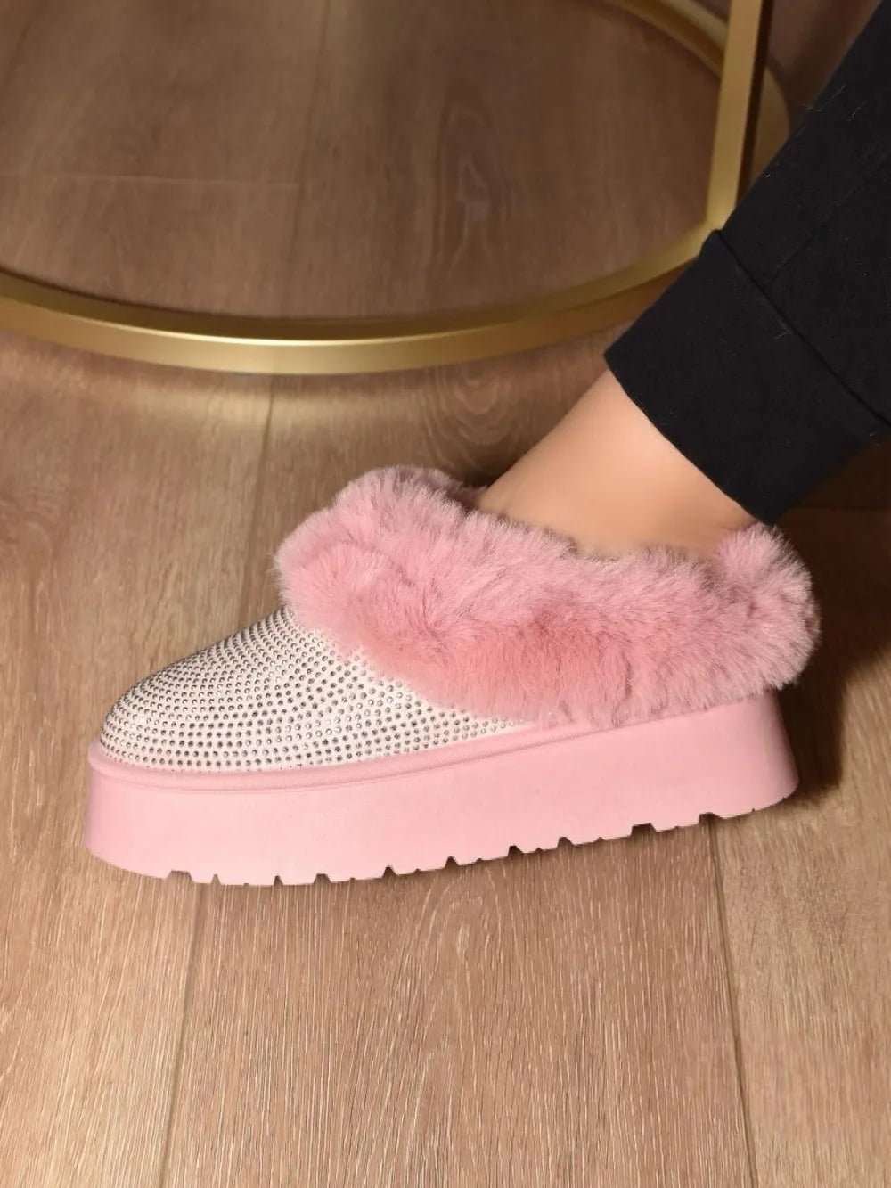 WILD DIVA Embellished Faux Fur Platform Booties - Grace & Grit Boutique