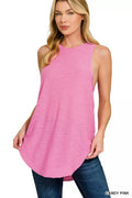 Zenana Curved Hem Slub Tunic Tank - Grace & Grit Boutique