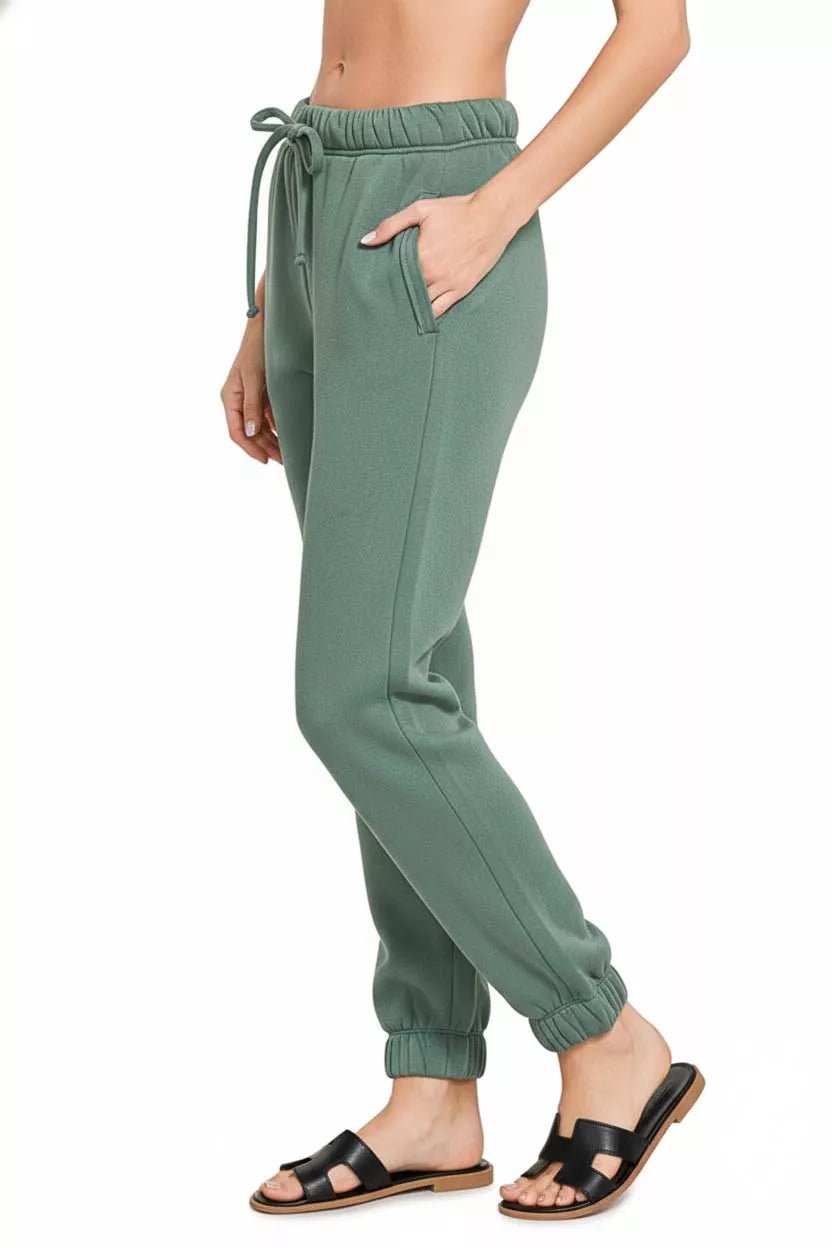 Zenana Fleece Drawstring Joggers With Pocket by Trendsi