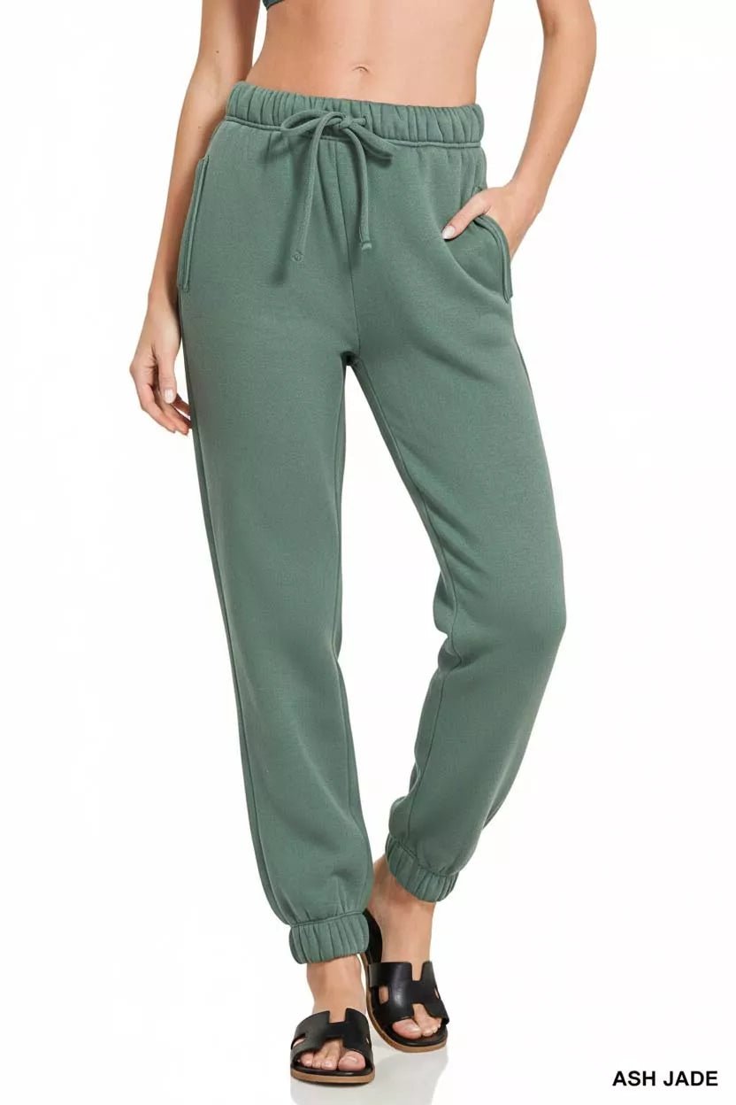 Zenana Fleece Drawstring Joggers With Pocket by Trendsi