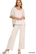 Zenana V-Neck Oversized Top & Pants Set by Trendsi